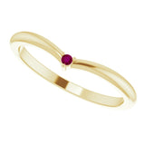 14K Gold Round Natural Rhodolite Garnet Stackable V Ring - Yellow Gold - view 10
