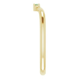 14K Gold Round Natural Green Tourmaline Stackable V Ring - Yellow Gold - view 9