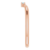 14K Gold Round Natural London Blue Topaz Stackable V Ring - Rose Gold - view 9
