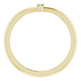 14K Gold Round Natural Green Tourmaline Stackable V Ring - Yellow Gold - view 7
