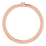 14K Gold Round Natural London Blue Topaz Stackable V Ring - Rose Gold - view 7