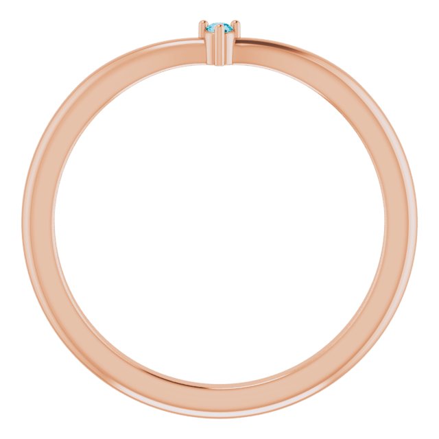 14K Gold Round Natural London Blue Topaz Stackable V Ring - Rose Gold - view 7