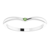 14K Gold Round Natural Green Tourmaline Stackable V Ring - White Gold - view 8