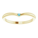 14K Gold Round Natural London Blue Topaz Stackable V Ring - Yellow Gold - view 8