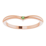 14K Gold Round Natural Green Tourmaline Stackable V Ring - Rose Gold - view 8