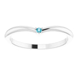 14K Gold Round Natural London Blue Topaz Stackable V Ring - White Gold - view 8