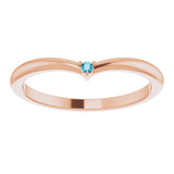 14K Gold Round Natural London Blue Topaz Stackable V Ring - Rose Gold - view 8