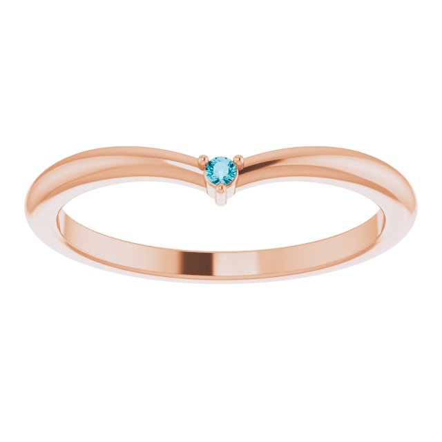 14K Gold Round Natural London Blue Topaz Stackable V Ring - Rose Gold - view 8
