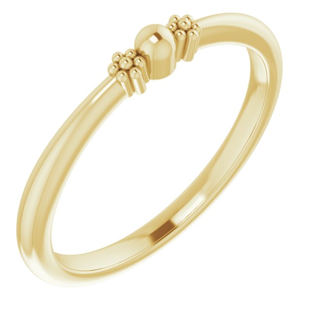 14K Gold Stackable Bead Ring III - Yellow Gold