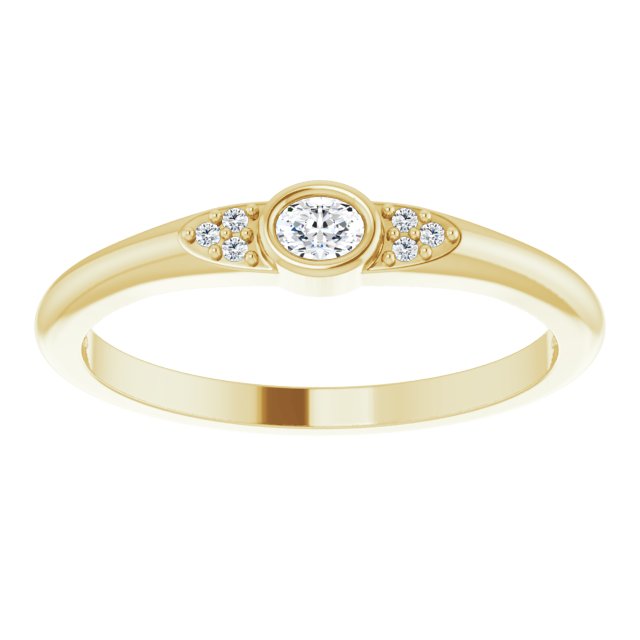 14K Gold Oval Natural Diamond Stackable Bezel-Set Ring - Yellow Gold - view 8