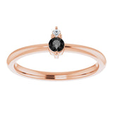 14K Gold Round Natural Black Onyx & Natural Diamond Accented Ring - Rose Gold - view 8
