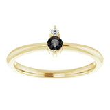 14K Gold Round Natural Black Onyx & Natural Diamond Accented Ring - Yellow Gold - view 9