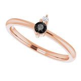 14K Gold Round Natural Black Onyx & Natural Diamond Accented Ring - Rose Gold - view 10