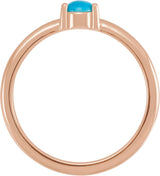 14K Gold Round Natural Turquoise Cabochon Solitaire Ring - Rose Gold - view 4