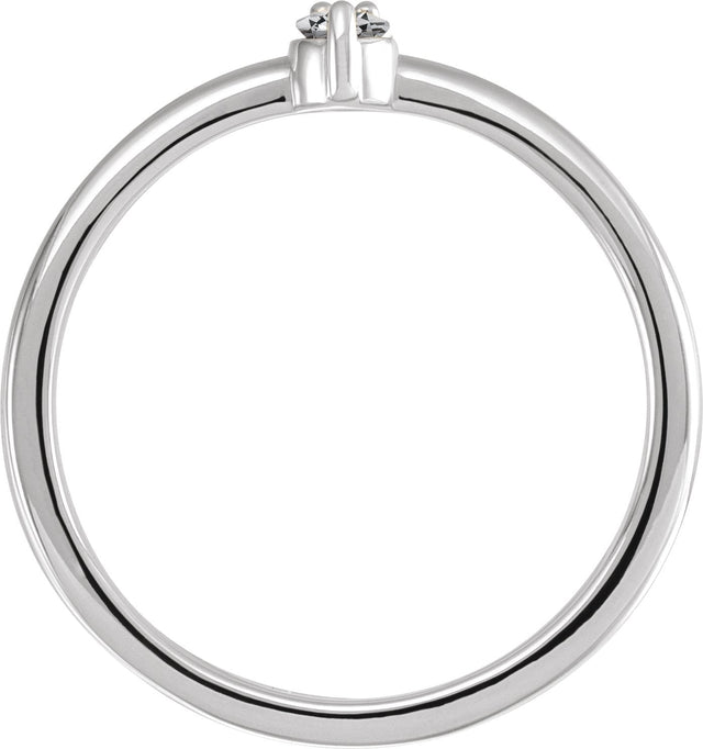 Platinum Round Natural White Sapphire & Natural Diamond Accented Ring – 3mm Stones - view 4
