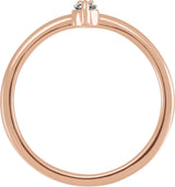 14K Gold Round Natural White Sapphire & Natural Diamond Accented Ring – 3mm Stones - Rose Gold - view 4