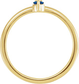 14K Gold Round Natural Blue Sapphire & Natural Diamond Accented Ring – 3mm Stones - Yellow Gold - view 4