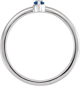 Platinum Round Natural Blue Sapphire & Natural Diamond Accented Ring – 3mm Stones - view 4