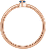 14K Gold Round Natural Blue Sapphire & Natural Diamond Accented Ring – 3mm Stones - Rose Gold - view 4