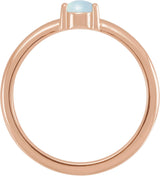 14K Gold Round Natural White Opal Cabochon Solitaire Ring - Rose Gold - view 4