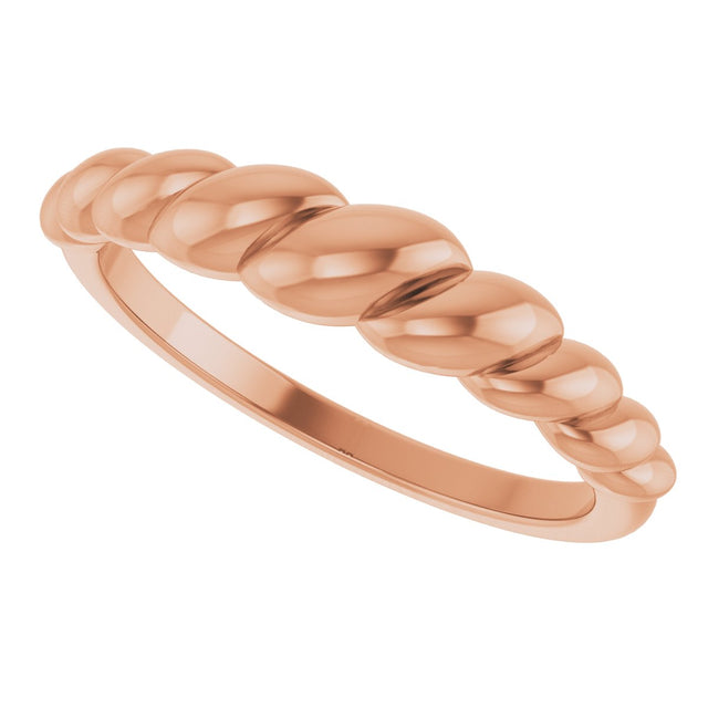 14K Gold Rope Dome Ring - Rose Gold - view 5