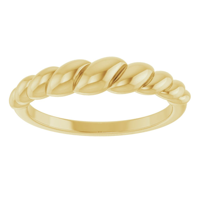14K Gold Rope Dome Ring - Yellow Gold - view 3