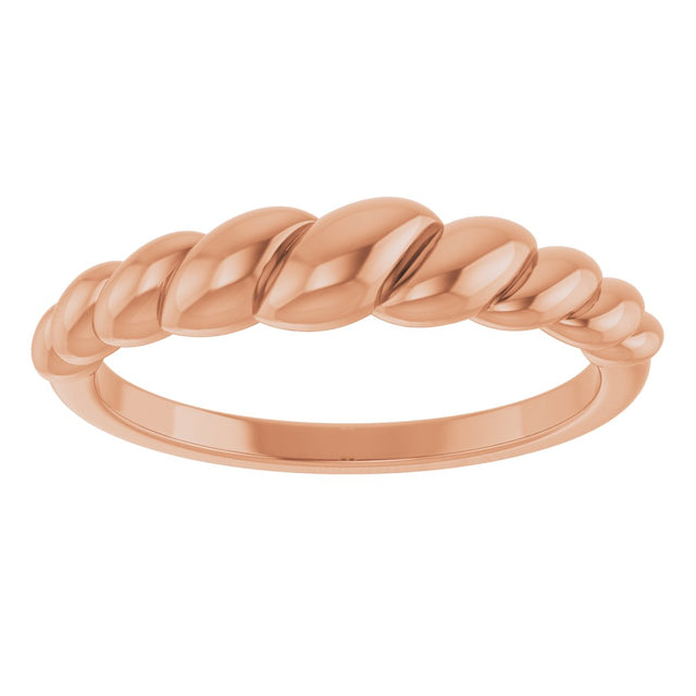 14K Gold Rope Dome Ring - Rose Gold - view 3