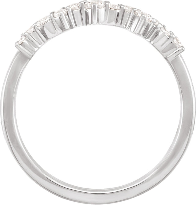 14K Gold Round Lab-Grown Diamond Scattered Stackable Ring - White Gold - view 4