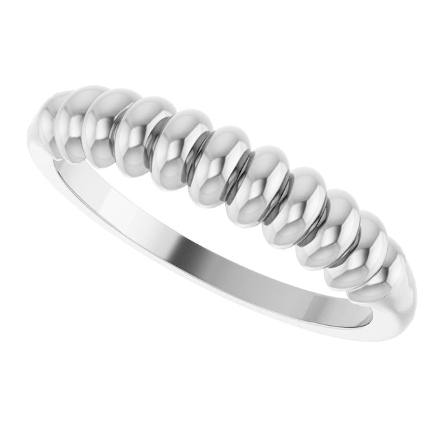14K Gold Puffed Stackable Ring - White Gold - view 5