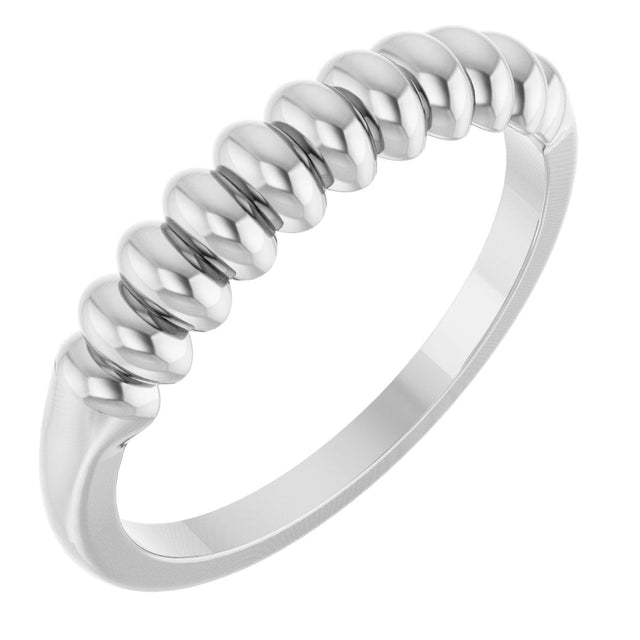 14K Gold Puffed Stackable Ring - White Gold