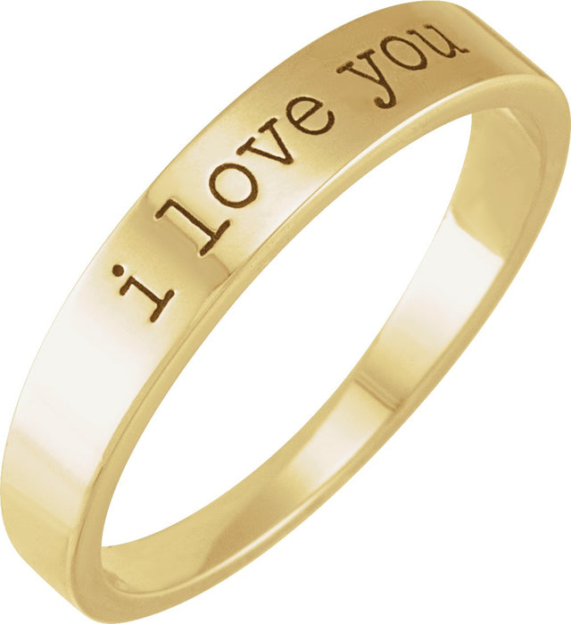14K Gold Love Notes Stackable Ring - Yellow Gold
