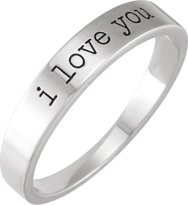 14K Gold Love Notes Stackable Ring - White Gold