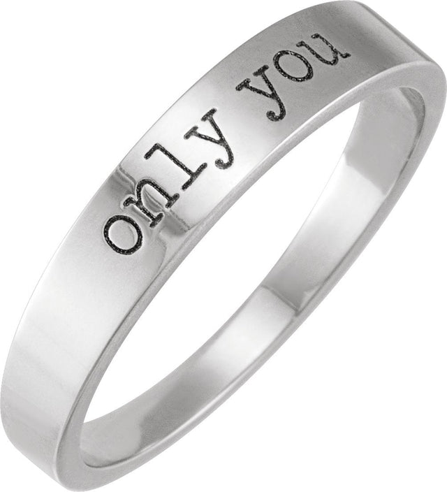 14K Gold Love Notes Stackable Ring - White Gold
