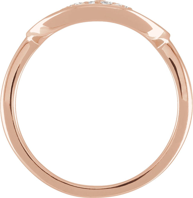 14K Gold Round Natural Diamond Accented Initial Signet Ring - Rose Gold - view 4