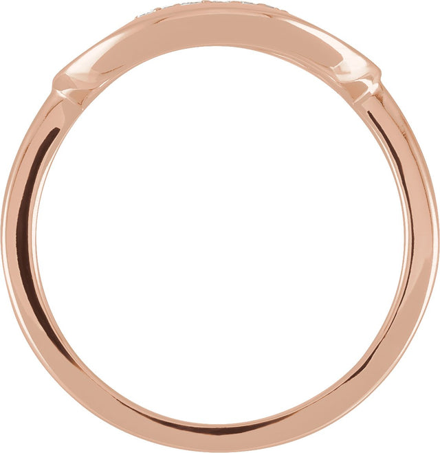 14K Gold Round Natural Diamond Accented Initial Signet Ring - Rose Gold - view 4