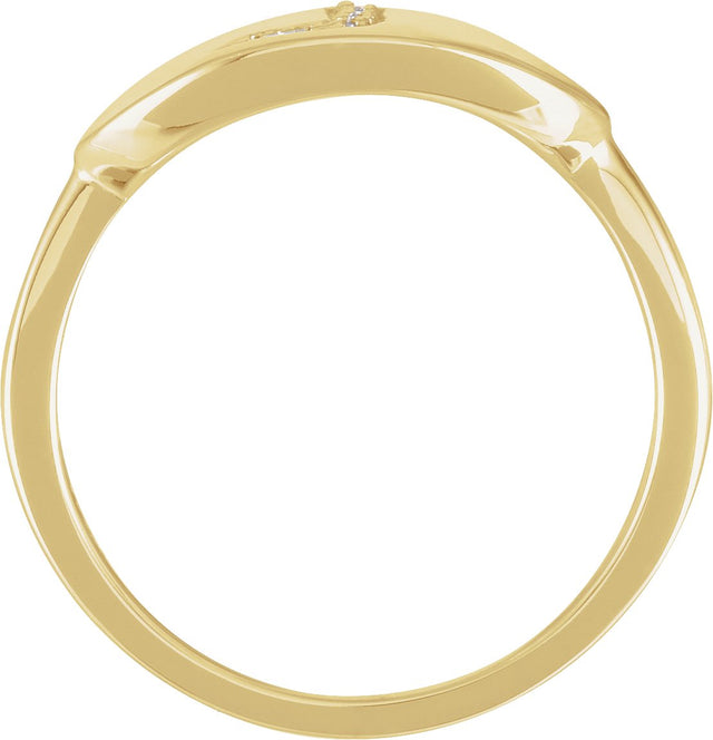 14K Gold Round Natural Diamond Accented Initial Signet Ring - Yellow Gold - view 4