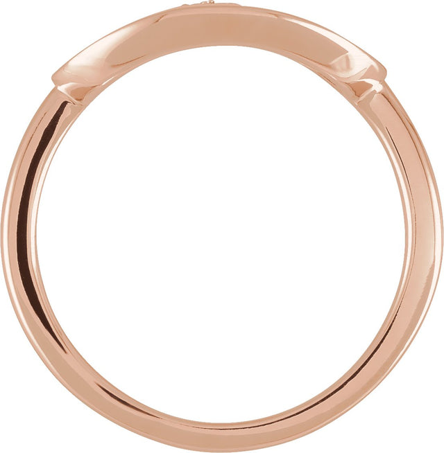 14K Gold Round Natural Diamond Accented Initial Signet Ring - Rose Gold - view 4
