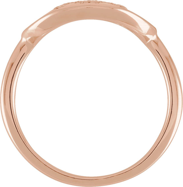14K Gold Round Natural Diamond Accented Initial Signet Ring - Rose Gold - view 4