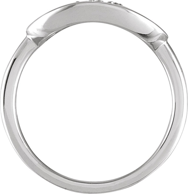 14K Gold Round Natural Diamond Accented Initial Signet Ring - White Gold - view 4