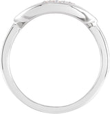 14K Gold Round Natural Diamond Accented Initial Signet Ring - White Gold - view 4