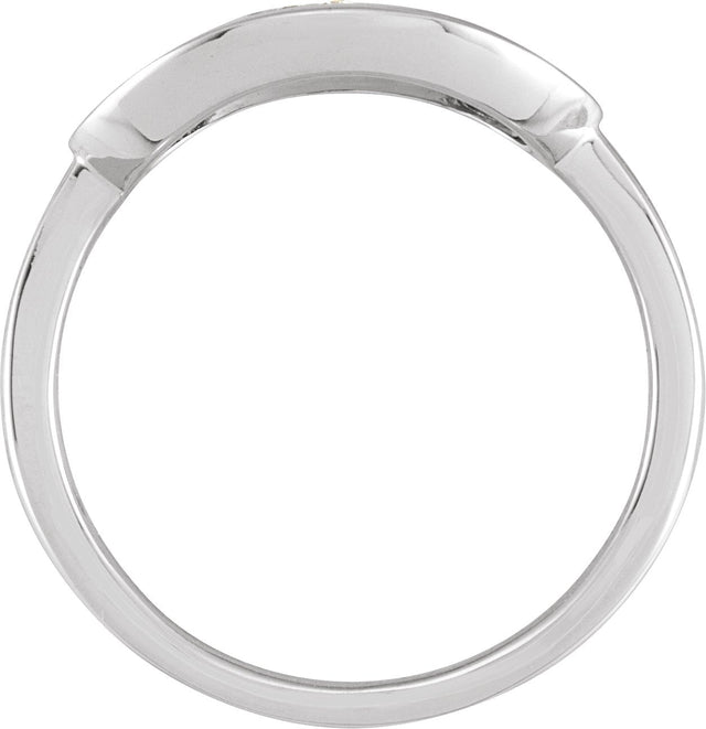14K Gold Round Natural Diamond Accented Initial Signet Ring - White Gold - view 4