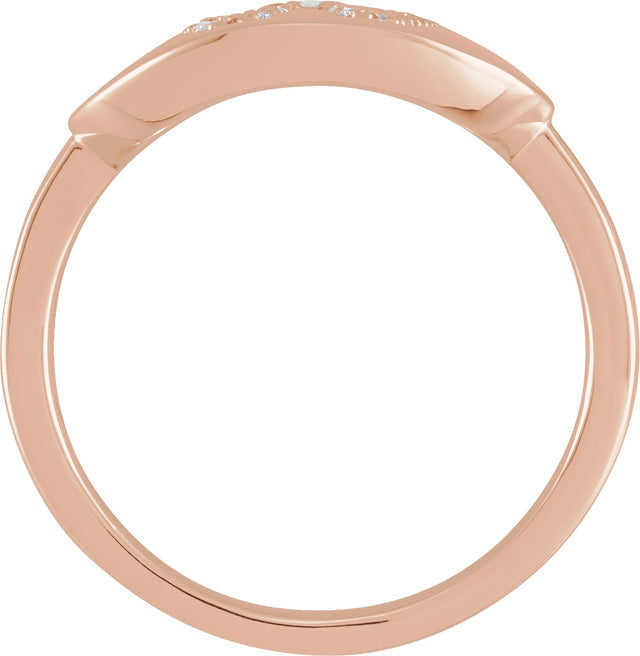 14K Gold Round Natural Diamond Accented Initial Signet Ring - Rose Gold - view 4