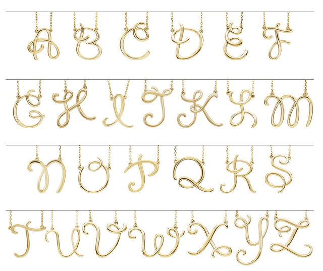 18K Gold Initial Y Script Necklace - Rose Gold - view 2