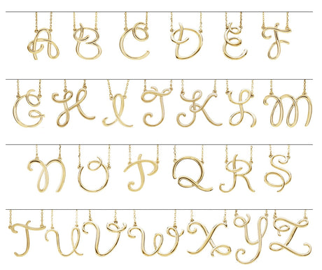 Platinum Initial Q Script Necklace - view 2
