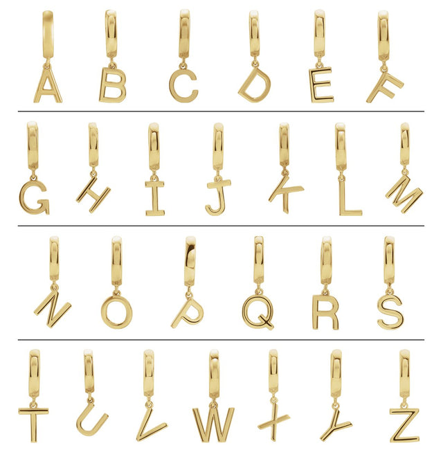 18K Gold Initial R Huggie Earrings - White Gold - view 2