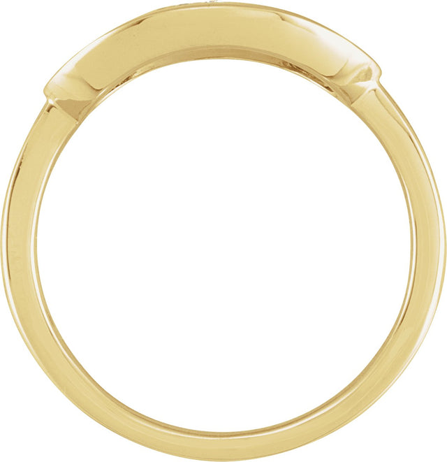 14K Gold Round Natural Diamond Accented Initial Signet Ring - Yellow Gold - view 4