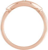 14K Gold Round Natural Diamond Accented Initial Signet Ring - Rose Gold - view 4