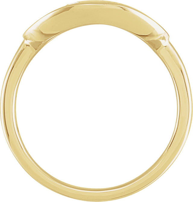 14K Gold Round Natural Diamond Accented Initial Signet Ring - Yellow Gold - view 4