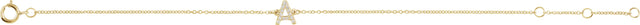 14K Gold Round Natural Diamond Initial Bracelet - Yellow Gold - view 6