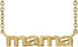 14K Gold Mama Script Necklace - Yellow Gold